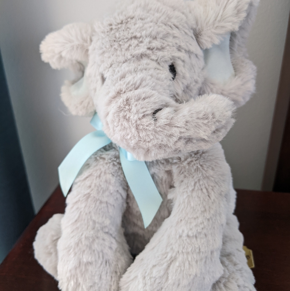 Plush Elephant, blue and gray
